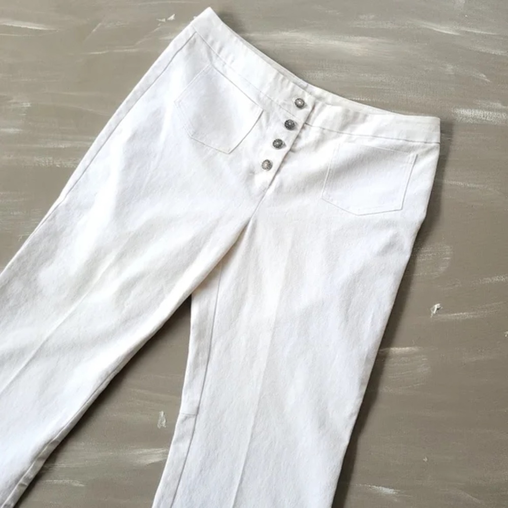 Devon Front Pocket Button fly White Pants - image 1